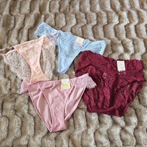 4 pair lot of Auden Lacy Panties XS NWT